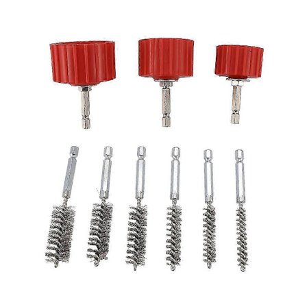 Kobberrørsrensesæt til boremaskine, rørrensningsbørste, renser kobberrør, slanger og fittings