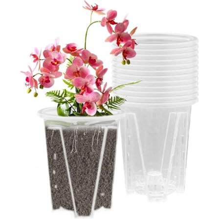 Blomsterpotter, 12 stk. Orkidepotter med hull, gjennomsiktig orkidepotte, Orc