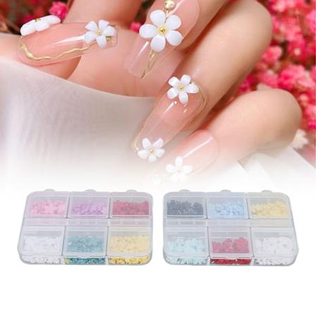 2 Æsker 12 Rister 3D Blomst Negle Charms Harpiks DIY Neglekunst Dekoration Rhinestones Dekaler