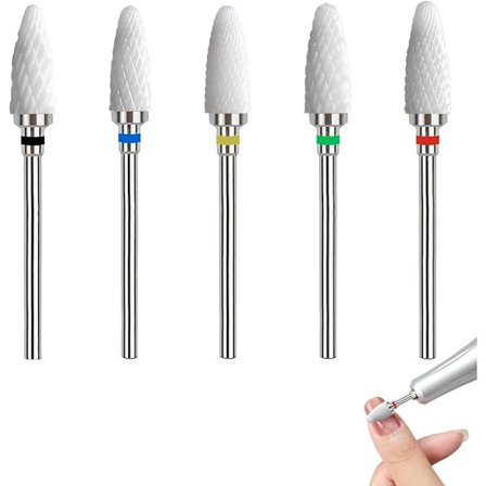 Profesjonelt keramisk neglebor-sett for manikyr og pedikyr, keramiske bor for akryl neglefil