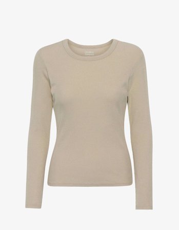 Women Organic Rib LS T-Shirt - Oyster Grey - M
