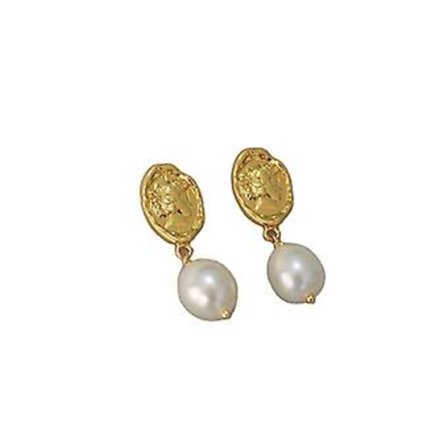 1 Par Örhängen, 925 Silver Stud Vintage Drottning Elizabeth Relief Huvud Barock Sötvattens Pärlor Örhängen, Örhängen, Smycken, Kvinnors Smycken 