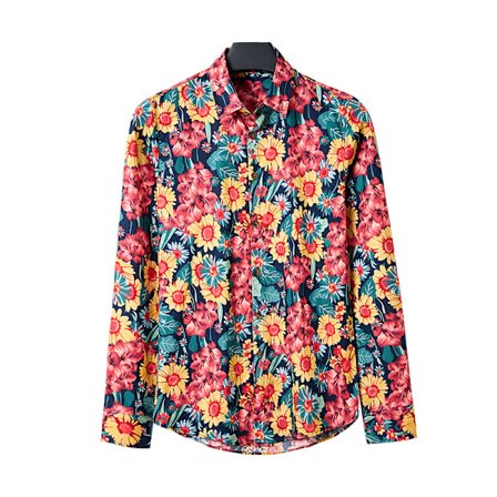 Herr Hawaiian Button Down blommönstrad skjorta
