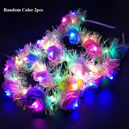 2stk Glødende LED-krans Halloween Crown Flower Christmas Party