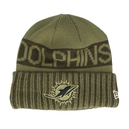 New Era - Verde cuff Beanie - Miami Dolphins NFL Salute To Service Green Knit Cuff @ Hatstore