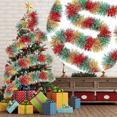 16,4 fot julegirlander til juletreet tykke og tynne streamers foliegirlander til juletredekor hjem innendørs