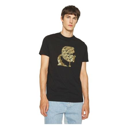 Karl Lagerfeld, Profile T-shirt with Logos Zwart, Heren, Maat:M