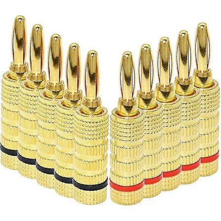 5 Par Bananplugger 24k Gullbelagte Kontakter Lukket Skrue