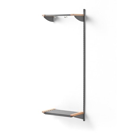 Cloakroom unit JEPPE with hat shelf, add-on unit, 1790x600x310 mm, alu/birch