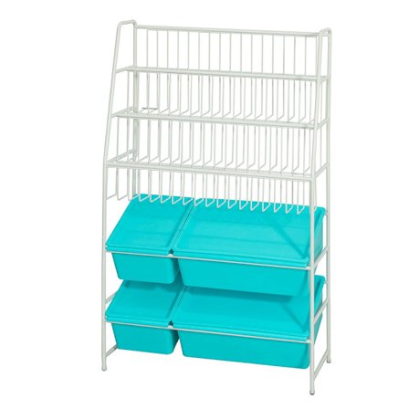 SoBuy Legetøjsboks med 3 hylder i blå 102.5x60.5x25.5cm, industriel KMB07-B