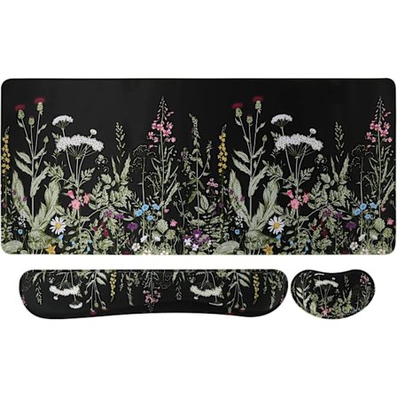 Lare Musemåtte til Skrivebord, Computer Skrivebordsmåtte, 3 stk. XXL Tastatur og Musemåtte + Håndledsstøtte til Tastatur, Memory Foam, Nem Typning 