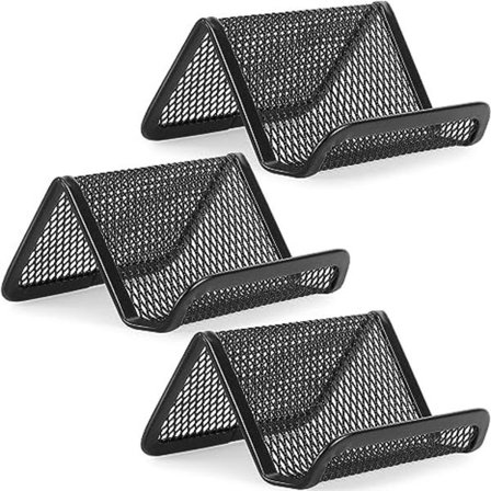 Visitkortställ för skrivbord, metall, 3-pack, nät, kapacitet: 50