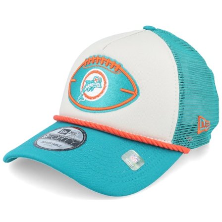 New Era - NFL Beige trucker Lippis - Miami Dolphins Nfl24 Sideline His 9FORTY Stone/Teal Trucker @ Hatstore