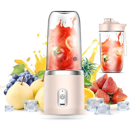 Bärbar Blender 414 ml för Juice och Smoothies med 6 Blad, USB Uppladdningsbar Fusion Blender, BPA-fri och Miljövänliga Material