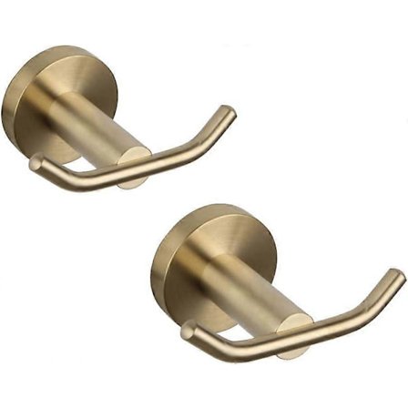 Sett med 2 SUS 304 rustfrie stålkroker for bad, kjøkken, hotell, moderne hotellstil, børstet PVD Cubic Zirconia gull PGM