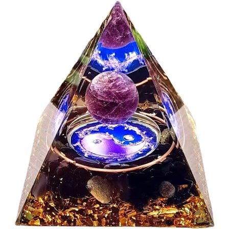 Ogan Pyramide, Obsidian Ametyst Energi Naturlig Beskyttelsessten, Taichi Negativ Energi Fjerner Velsignelse Ornamenter Dekoration6CM