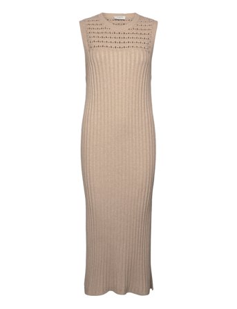 Crome Rib Knit Dress Beige NORR