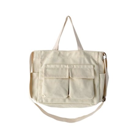 Monipuolinen olkalaukku käsilaukku kassi olkalaukku tytölle naisille messenger-laukku koululaukku kangaskassi säädettävällä hihnalla beige