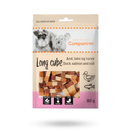 Companion - Companion Long Cube Anka, Lax & Torsk 80g - Matskål, hundgodis & tuggisar