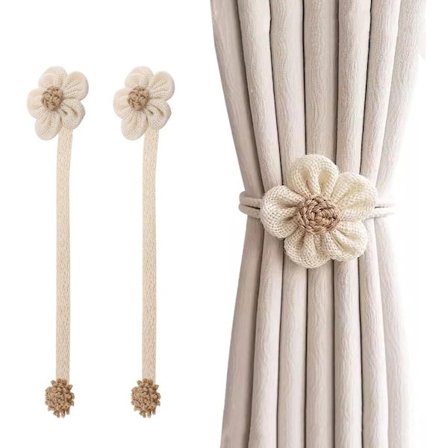 2 stk. - Gardinklemmer - 40 cm - Gardinspænder - Flettede gardinbånd