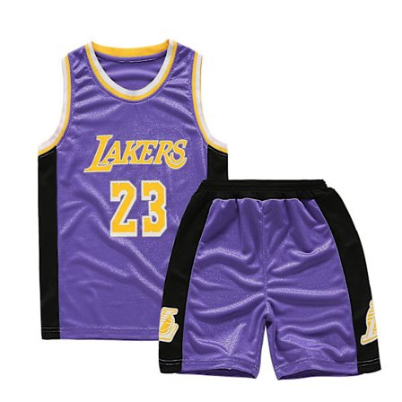 Lakers #23 Lebron James Jersey No.23 Basketball Uniform Set Kids V Y