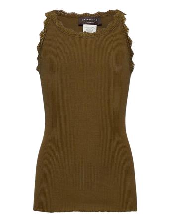 Silk Top W/ Lace T-shirts Sleeveless Grønn Rosemunde Kids*Betinget Tilbud