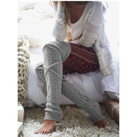 Par nye varme uldstrømper grå ensfarvede sokker