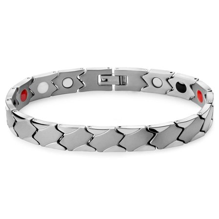 Silver-Tone Asymmetric Titanium Magnetic Bracelet for Men - Steel bracelets