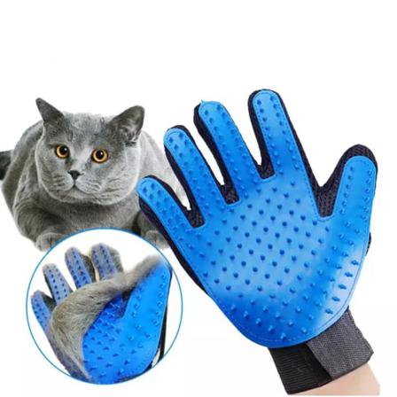 Borsthandske - Pälsvårdshandske För Husdjur - Katt Och Hund Blå