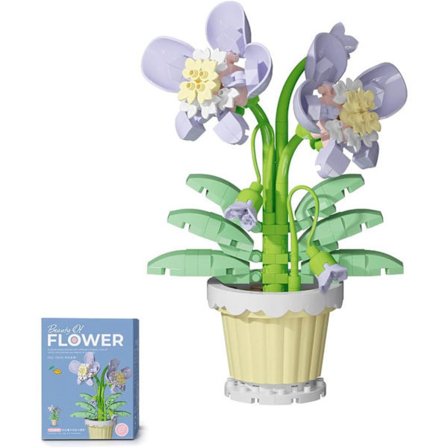 Blomsterbukett Byggsats med Bas, Mini Blomster Byggklossar Leksak Konstgjorda Blommor för Hemmakontorsdekoration, Botanisk Samling Byggnad