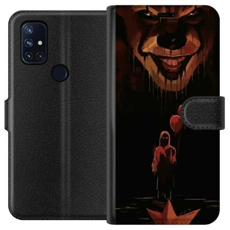 Yhteensopiva Lompakkokotelo OnePlus Nord N10 5G Pimeä kauhukuvaus, joka on inspiroinut pahan klovnin ja punaisten ilmapallojen, dramaattinen kauhutai