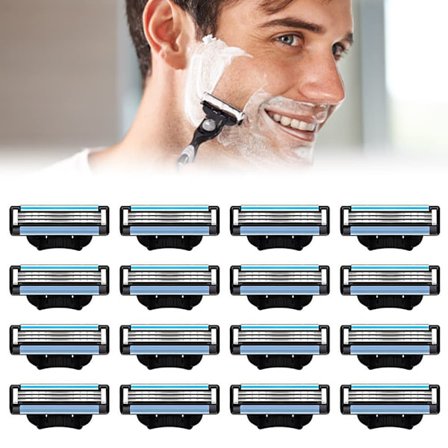 16 st skäggblad för män, rakblad för Mach 3, gör 3 bladpåfyllningar, ersättningsblad