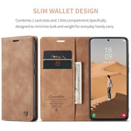 Läderfodral För Samsung S22 Ljusbrun