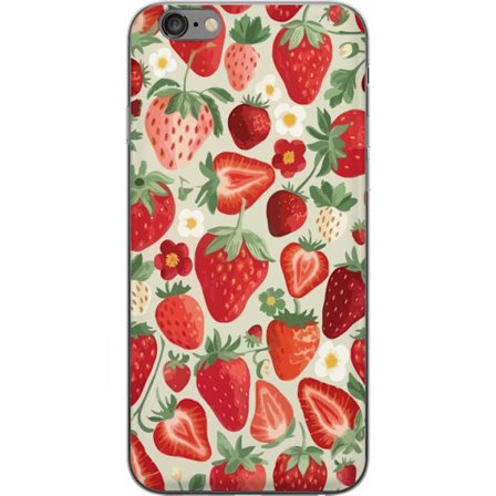 Yhteensopiva Puhelinkuori Apple iPhone 6 Plus Koristeellinen kuviointi, jossa on punaisia mansikoita, vihreitä lehtiä ja pieniä kukkia