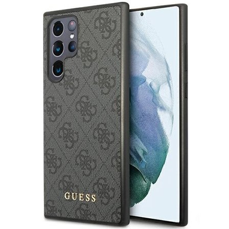 Guess GUHCS23LG4GFGR S23 Ultra S918 harmaa/harmaa kovakotelo 4G metalli kultainen logo