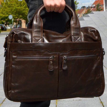 Borsa per computer Mark in pelle marrone per uomini - Borse in pelle