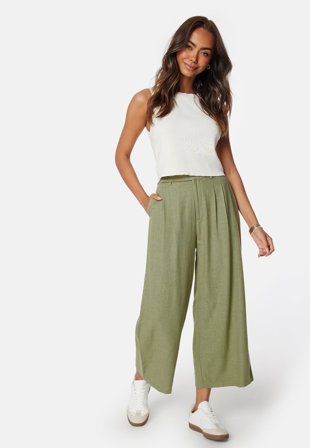 Happy Holly - Nyla Linen Pants - Khaki green