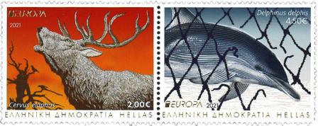 Grækenland - EUROPA 2021 Truet nationalt dyreliv - Postfrisk sæt 2v
