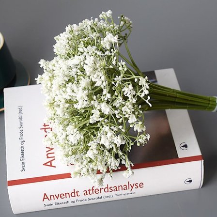 16 stk. kunstig gypsophila brudebukett til bryllupsdekorasjon (hvit)