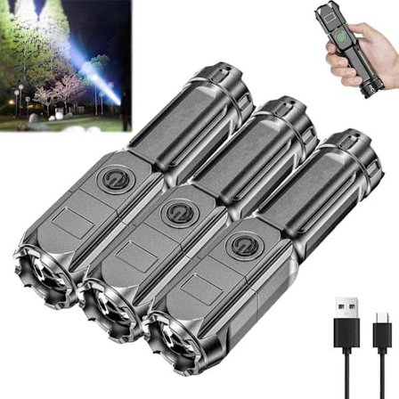 Kraftfull LED-ficklampa, zoombar uppladdningsbar LED-ficklampa med 900000 lumen, super starkt taktiskt ljus, för camping hemmabruk