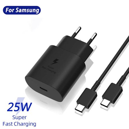 Samsung Super 25W PD 3A USB-C-laddare och 1M Kabel C-C