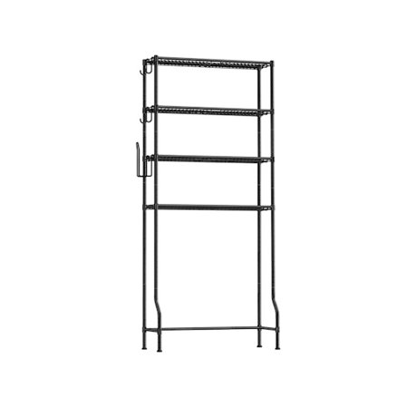 Rootz metallinen wc-hylly - Musta kylpyhuoneen säilytysteline - Järjestäjäteline - Tukeva rakenne - 30cm x 83cm x 176cm