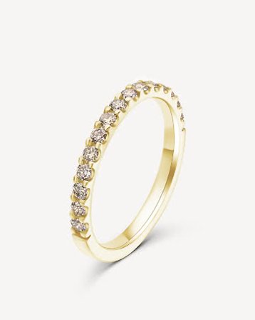 Lunette Diamond Ring Champagne Diamonds 18K Yellow Gold - Eternity Rings from Vanbruun