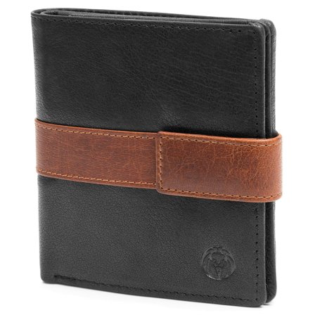 Montreal Vertical Black & Tan RFID Leather Wallet for Men - Wallets