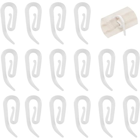 Vita plastkrokar för veckade gardiner, fönster, dörrar och duschdraperier, kraftiga krokar för gardinband och gardiner, 50 stycken