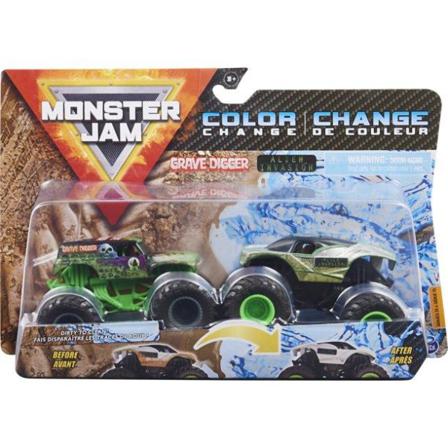 Monster Jam 2-pack Color Change Grave Digger & Alien Invasion Multifärg