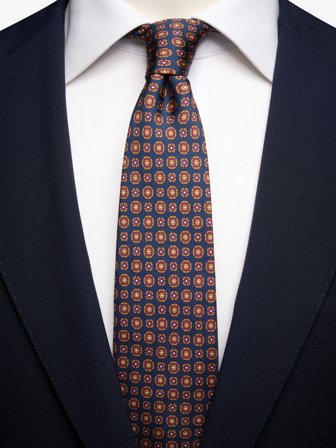 John Henric Men's Blaue Krawatte Geometrisch Size 7,5