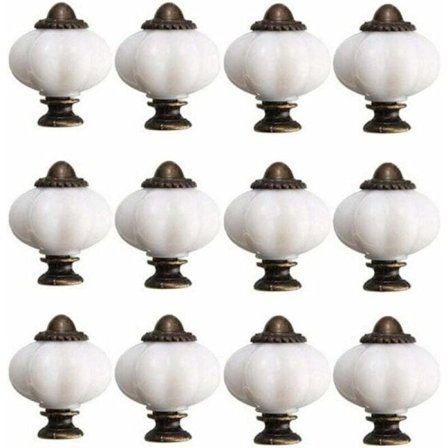12 stk Skapsknapper 30mm Vintage Skapdørknapper Keramiske Dørknapper med 12 Skruer Hvit Porselen Skapsknapp for Skap Skuffe