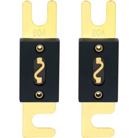 2 kpl ANL-sulakkeita - 80 A - auton äänentoistojärjestelmään - musta ja kulta