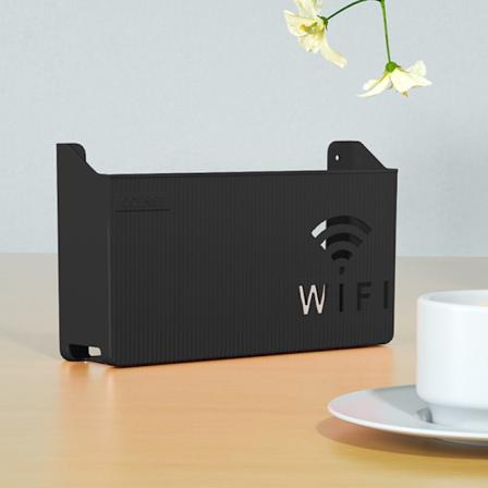Trådløs Wifi-ruterhylle Oppbevaringsboks Veggmontert ABS-organisator Black